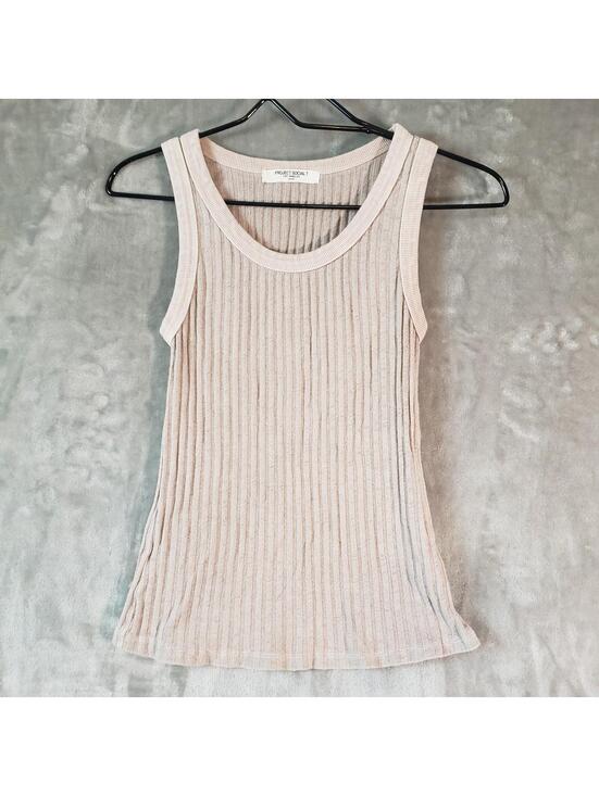 Project Social T Tops - Project Social T Ribbed Knit Sleeveless Tank Top Light Pink Round Neck Size S